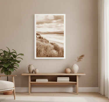 Poster landschaft in sepiatönen am küstenbereich - TenStickers