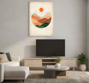 Abstrakt plakat sol over bjergene - TenStickers