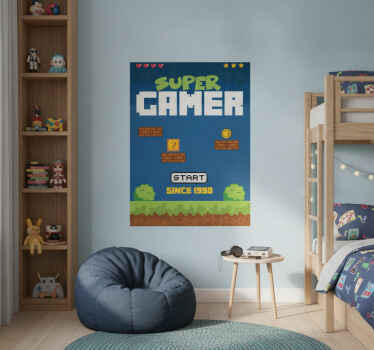 Gaming poster im retro-stil "super gamer" - TenStickers