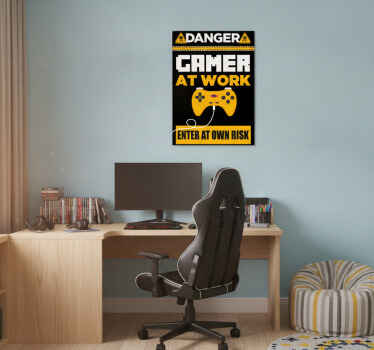 Gaming poster achtung gamer bei der arbeit - TenStickers