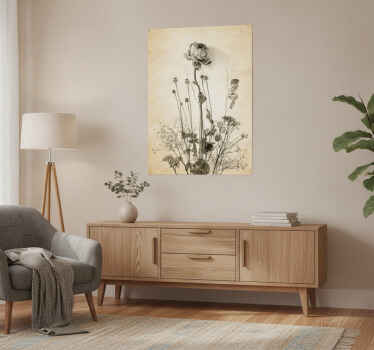 Affiche plantes bouquet de fleurs sur fond beige - TenStickers