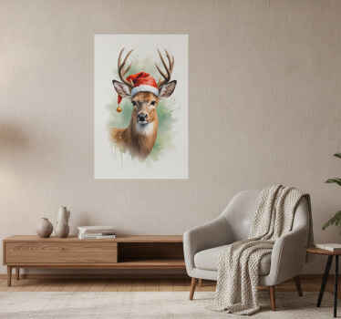 Christmas poster santa's reindeer - TenStickers