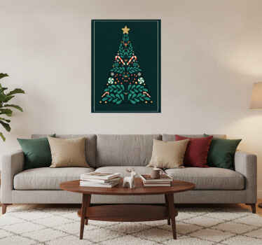 Christmas poster christmas tree art print - TenStickers