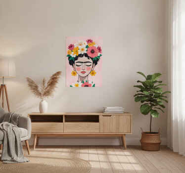 Art poster flower hat frida - TenStickers