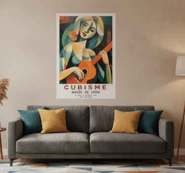 Art poster cubist portrait of woman with guitar - TenStickers