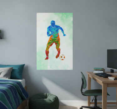 Football poster watercolor player artwork - TenStickers