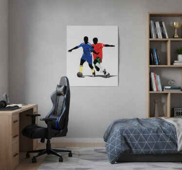 Poster fútbol vinilo juvenil duelo de jugadores - TenVinilo