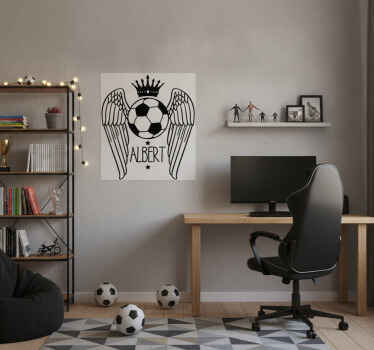 Poster fútbol vinilo pelota alada personalizable - TenVinilo