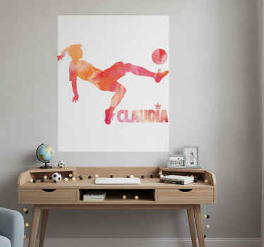 Poster fútbol jugadora de fútbol chutando - TenVinilo