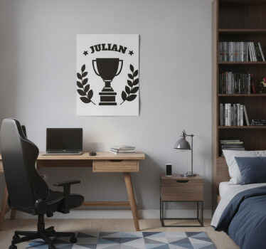 Football poster with name trophy - TenStickers