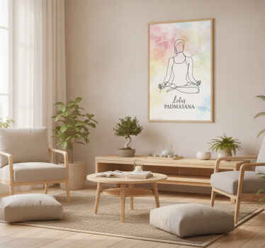 Zen poster meditation pose line art - TenStickers