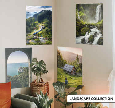 Landskab tog i natur plakat - TenStickers