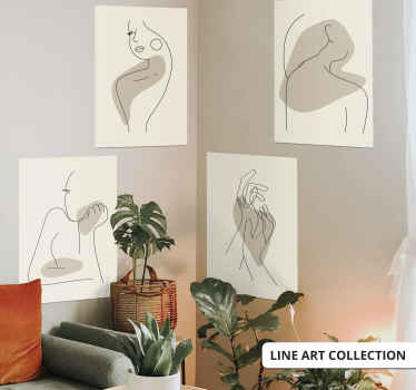 Abstrakte hænder linje kunst plakat - TenStickers