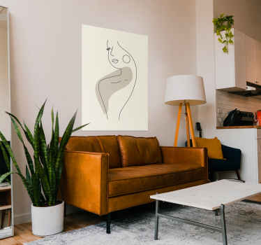 Poster abstract lijnen gezicht - TenStickers