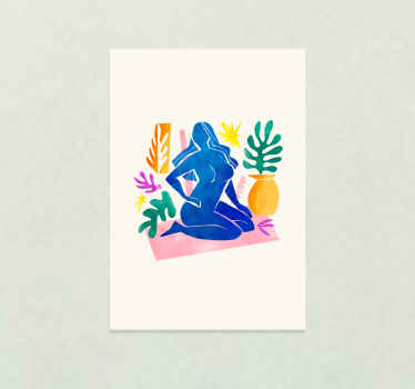 Abstracte Vrouw met Bloemenhoofd Poster - TenStickers