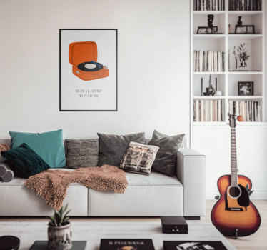 Poster Wohnzimmer Schallplattenspieler mit Text - TenStickers