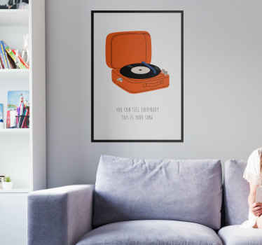 Poster Wohnzimmer Schallplattenspieler mit Text - TenStickers