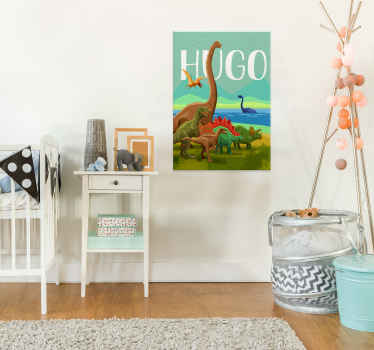 Poster Dinosaurier mit eigenem Namen - TenStickers