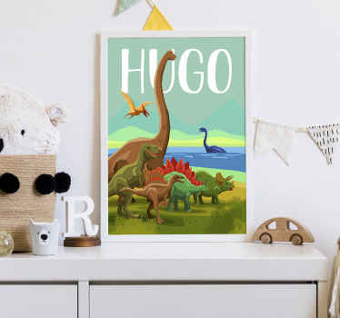 Poster Dinosaurier mit eigenem Namen - TenStickers