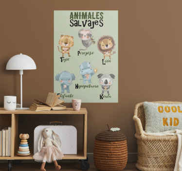 Poster infantil animales salvajes - TenVinilo