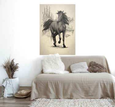 Poster met paarden tekening - TenStickers