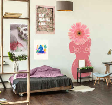 Abstracte Vrouw met Bloemenhoofd Poster - TenStickers
