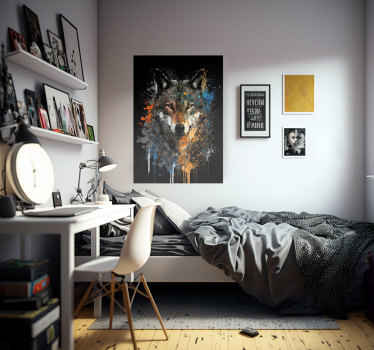 Poster animal loup en peinture - TenStickers