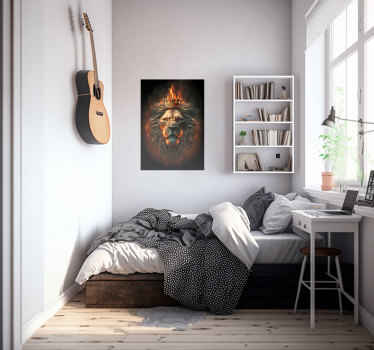 Lion King in Flames animal poster - TenStickers