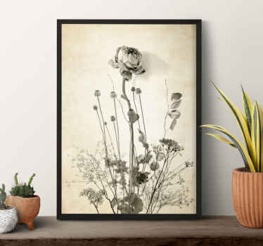Buket blomster på beige baggrund Blomster plakat - TenStickers