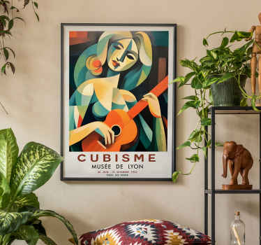 cubist portrait of woman with guitar art poster - TenStickers