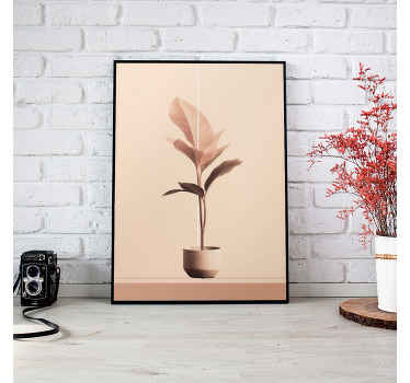 Poster minimaliste plante verticale aux couleurs beiges - TenStickers