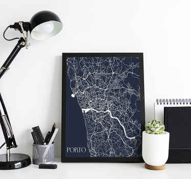 Poster mapa aéreo de Porto - TenStickers