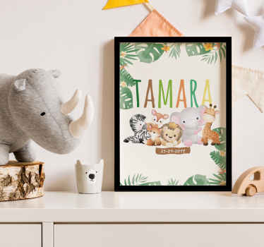 Poster Kinder Dschungeltiere personalisiert - TenStickers
