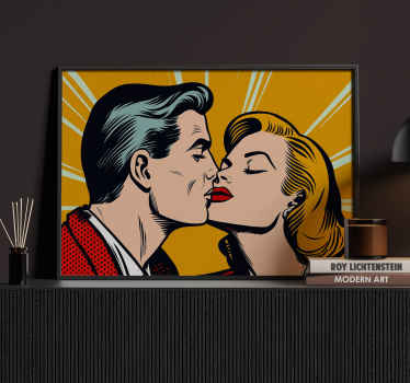 vintage couple kissing pop art poster - TenStickers