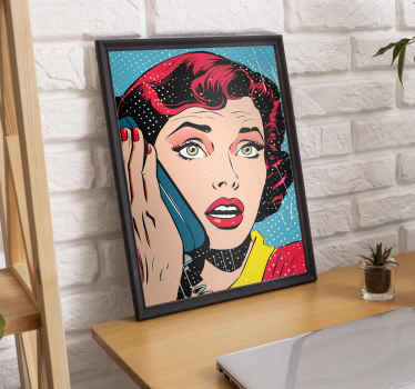 woman on the phone pop art poster - TenStickers