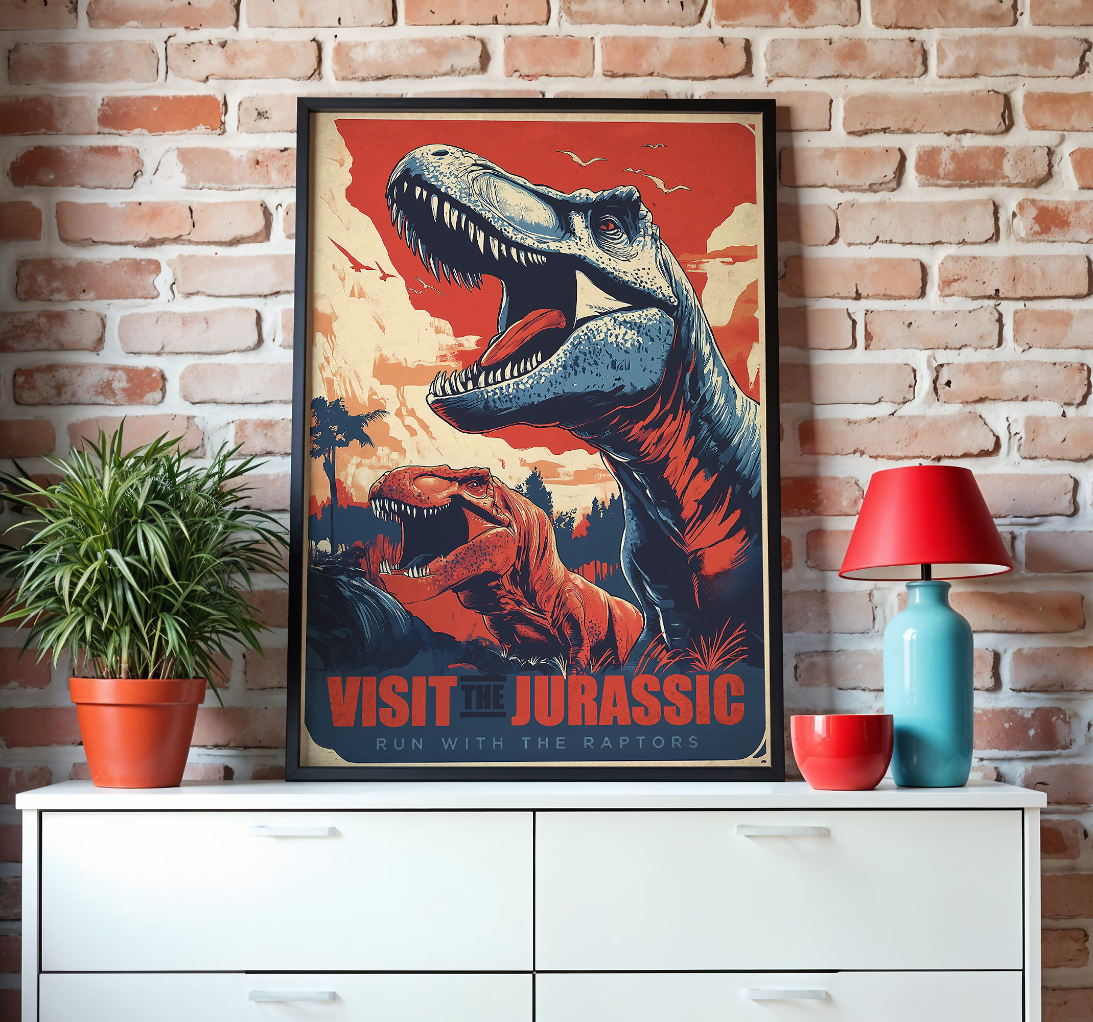 Affiche dinosaure visiter le jurassique