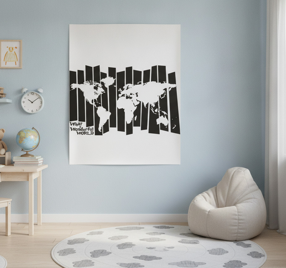 Tenstickers Wereldkaart poster retro wereldkaart op vinyl