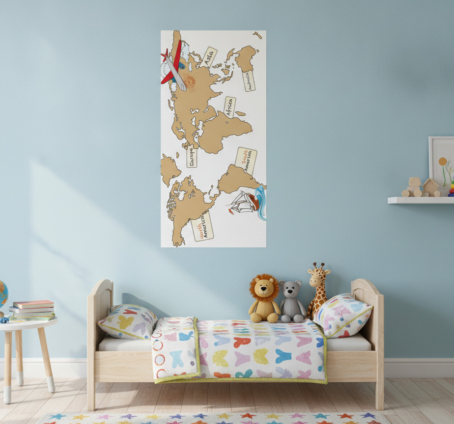 Tenstickers Wereldkaart poster vinyl wereldkaart continenten engels