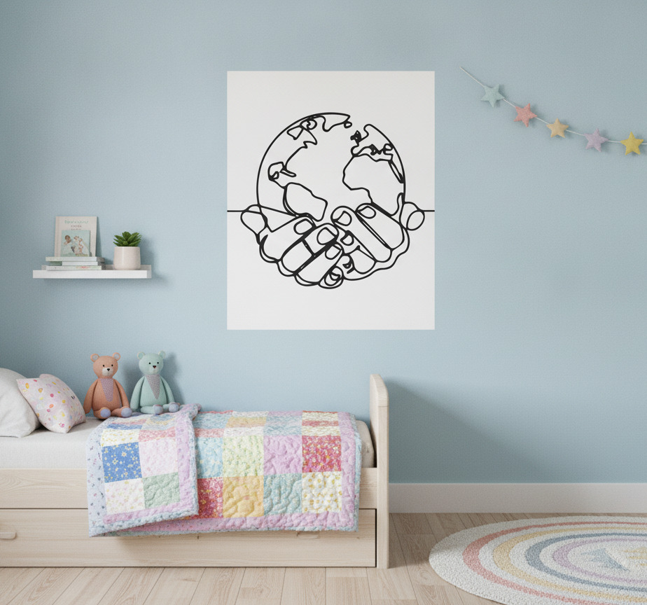 Tenstickers Wereldkaart poster minimalistische aarde