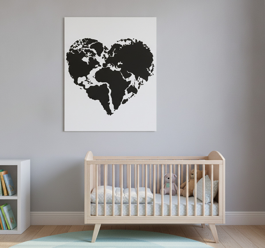 Tenstickers Wereldkaart poster hartvormige sticker