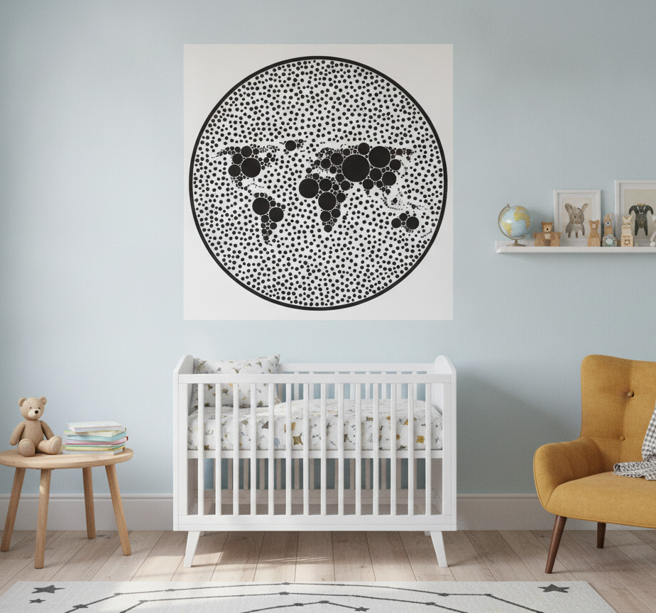 Tenstickers Wereldkaart poster circulair globaal ontwerp