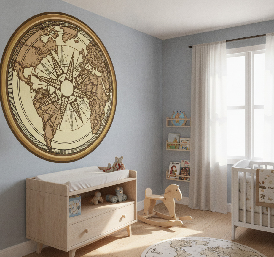 Tenstickers Wereldkaart poster ronde wereldkaart vinyl vloerkleed