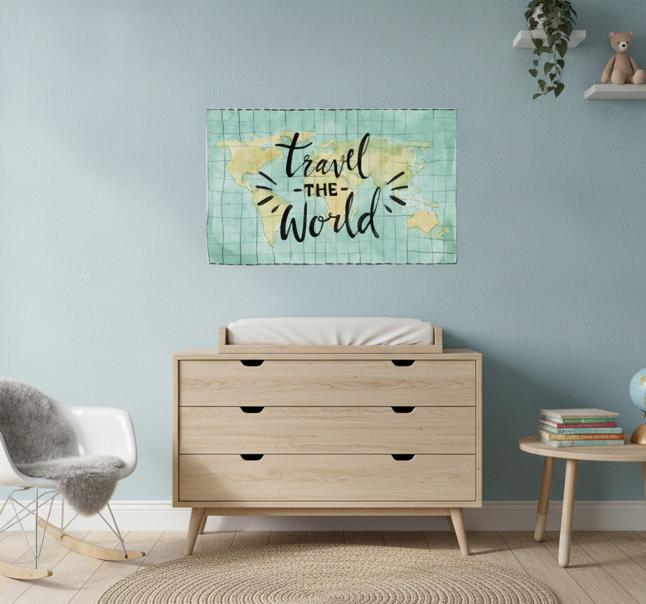 Tenstickers Wereldkaart poster vinyl vloerkleed wereldreis