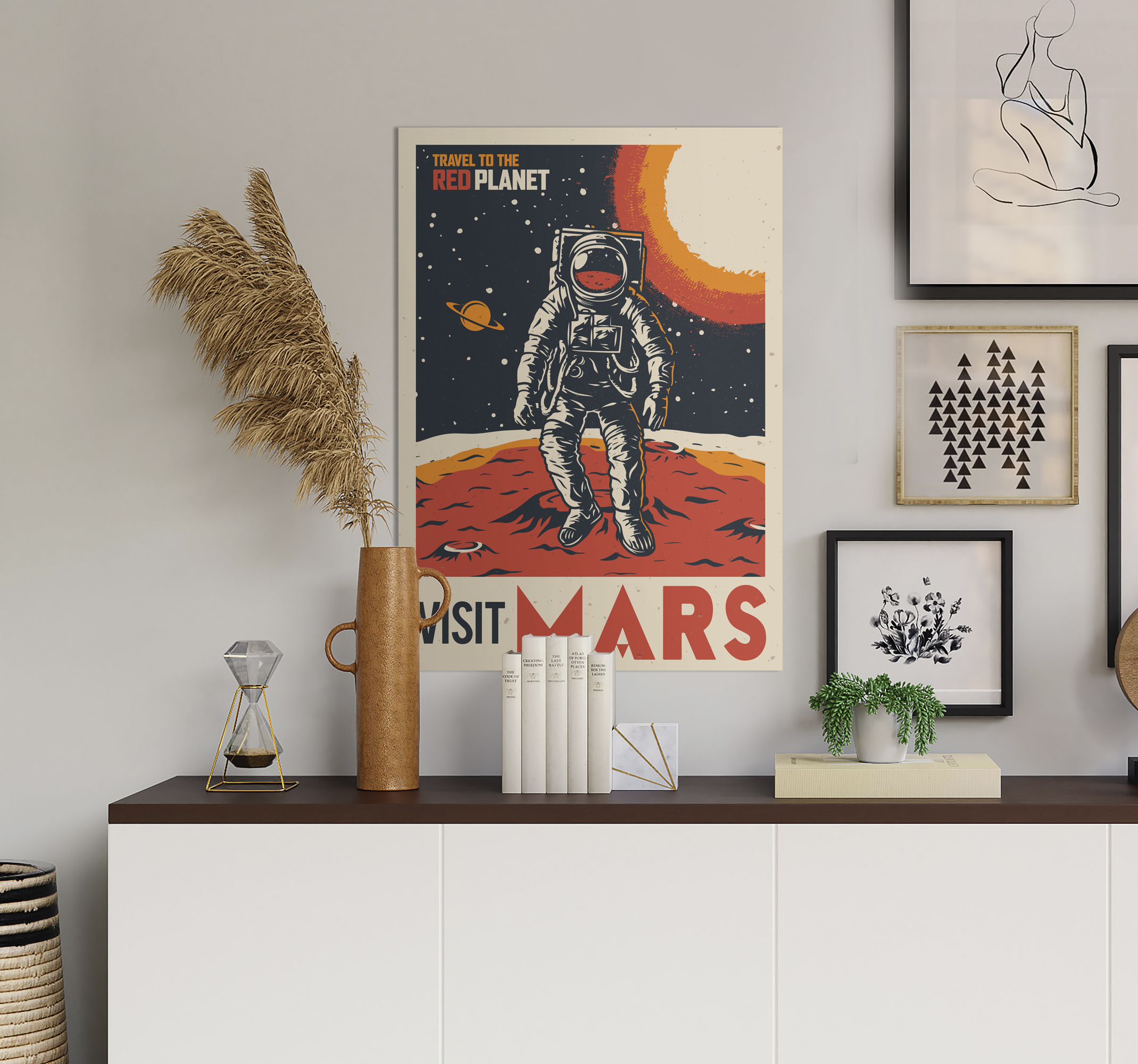 Póster decorativo vintage espacio