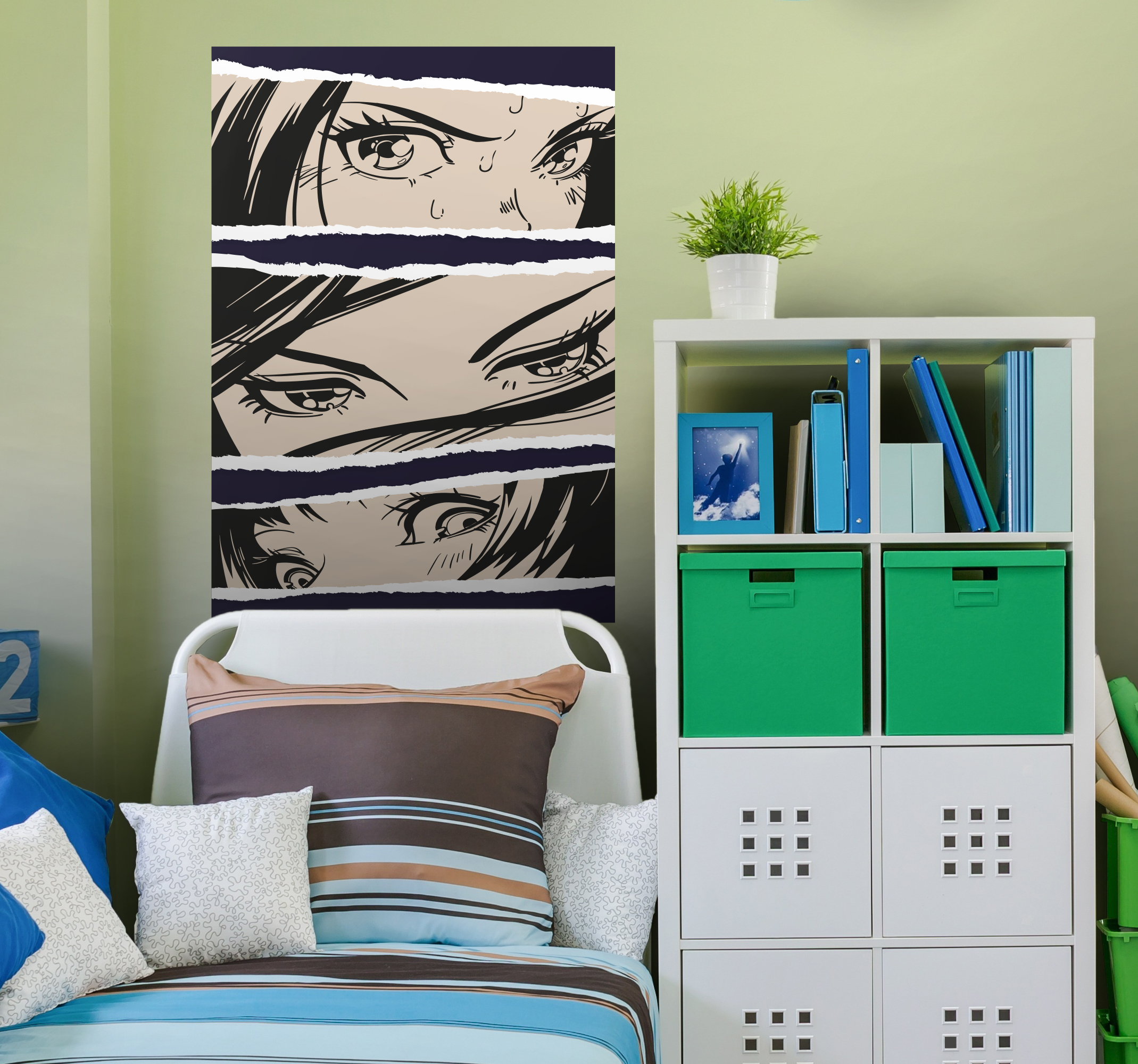 Póster de anime miradas de chicas