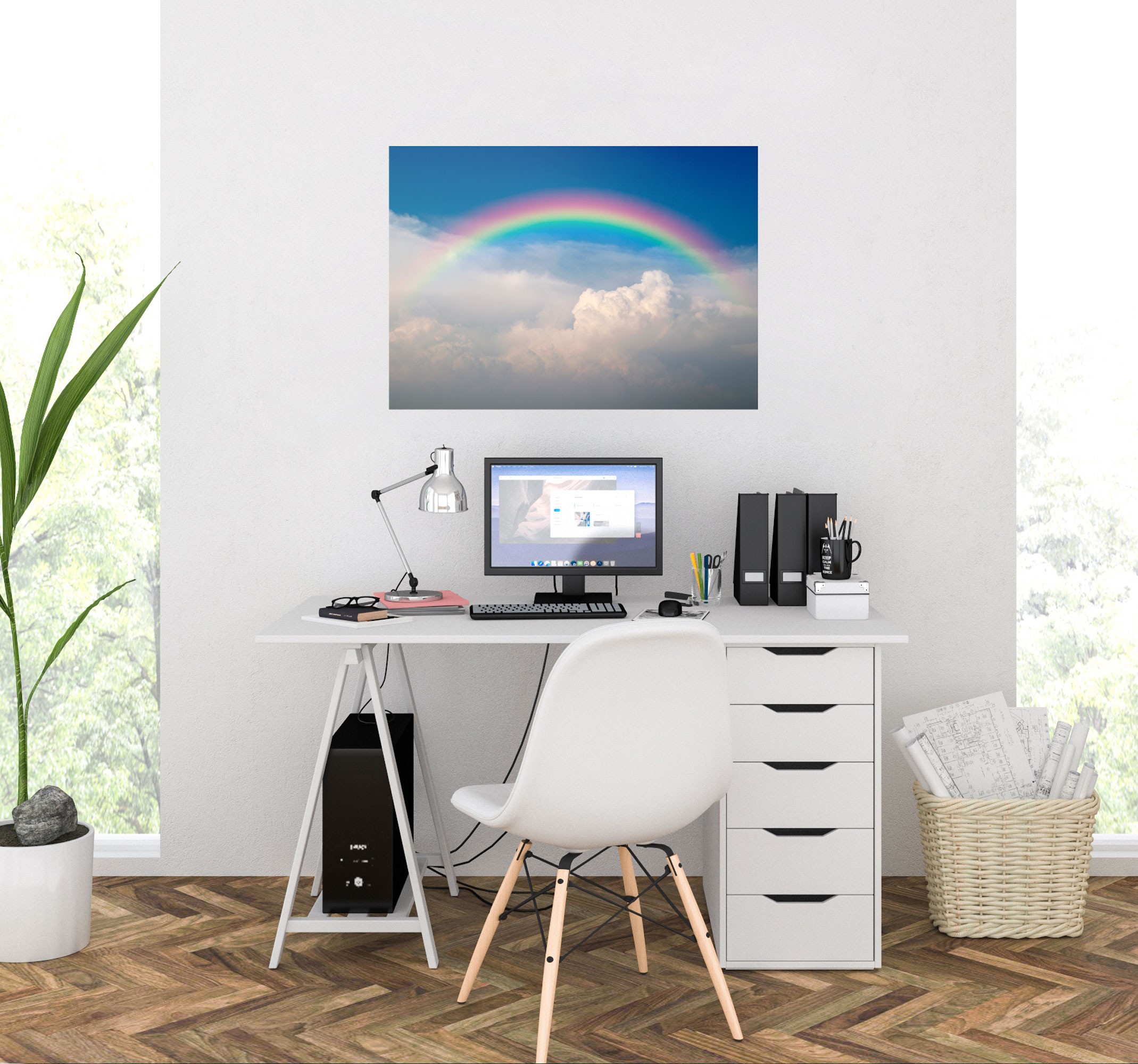 Póster con paisaje de arco iris