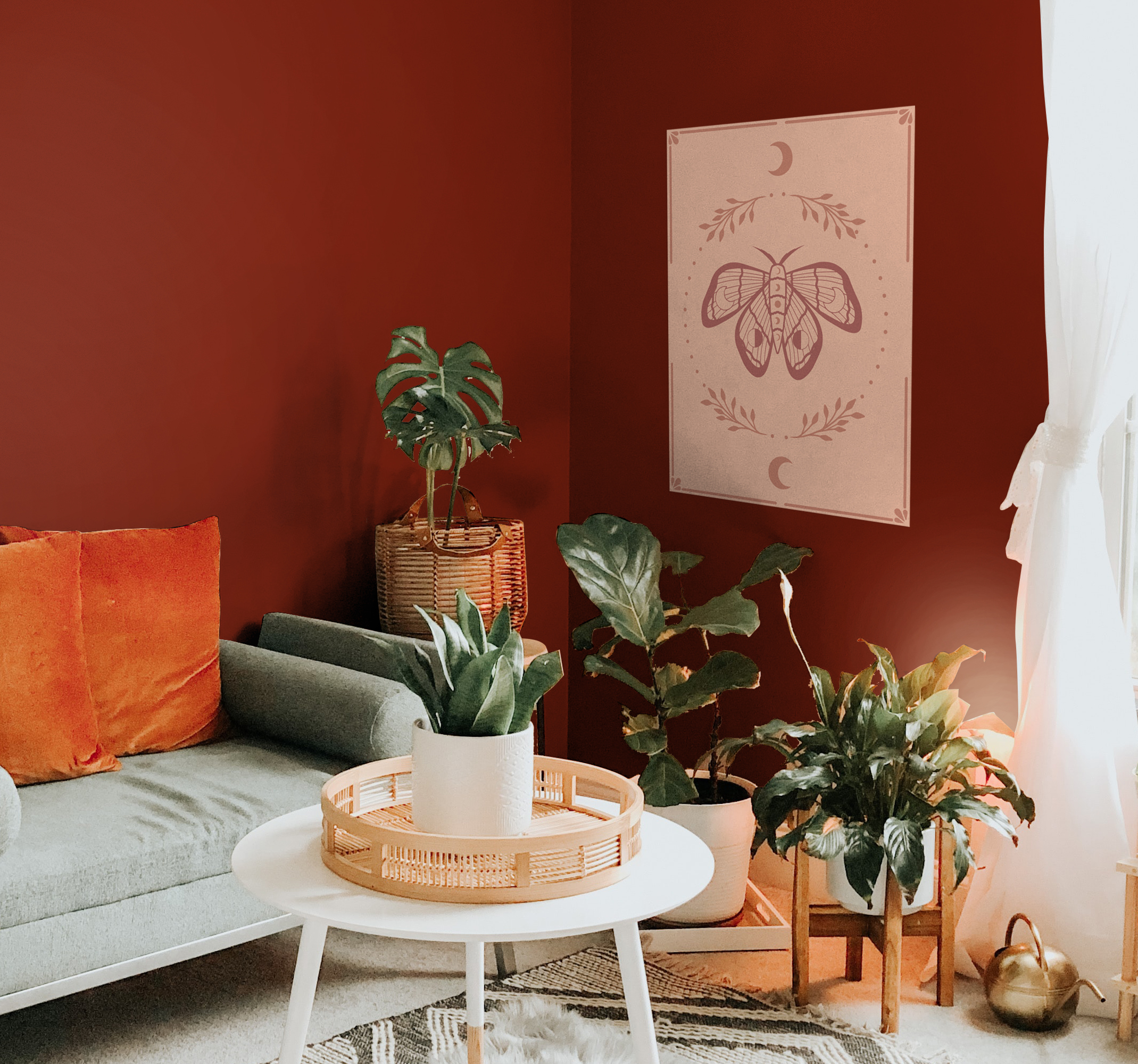 Póster de estilo boho con mariposa