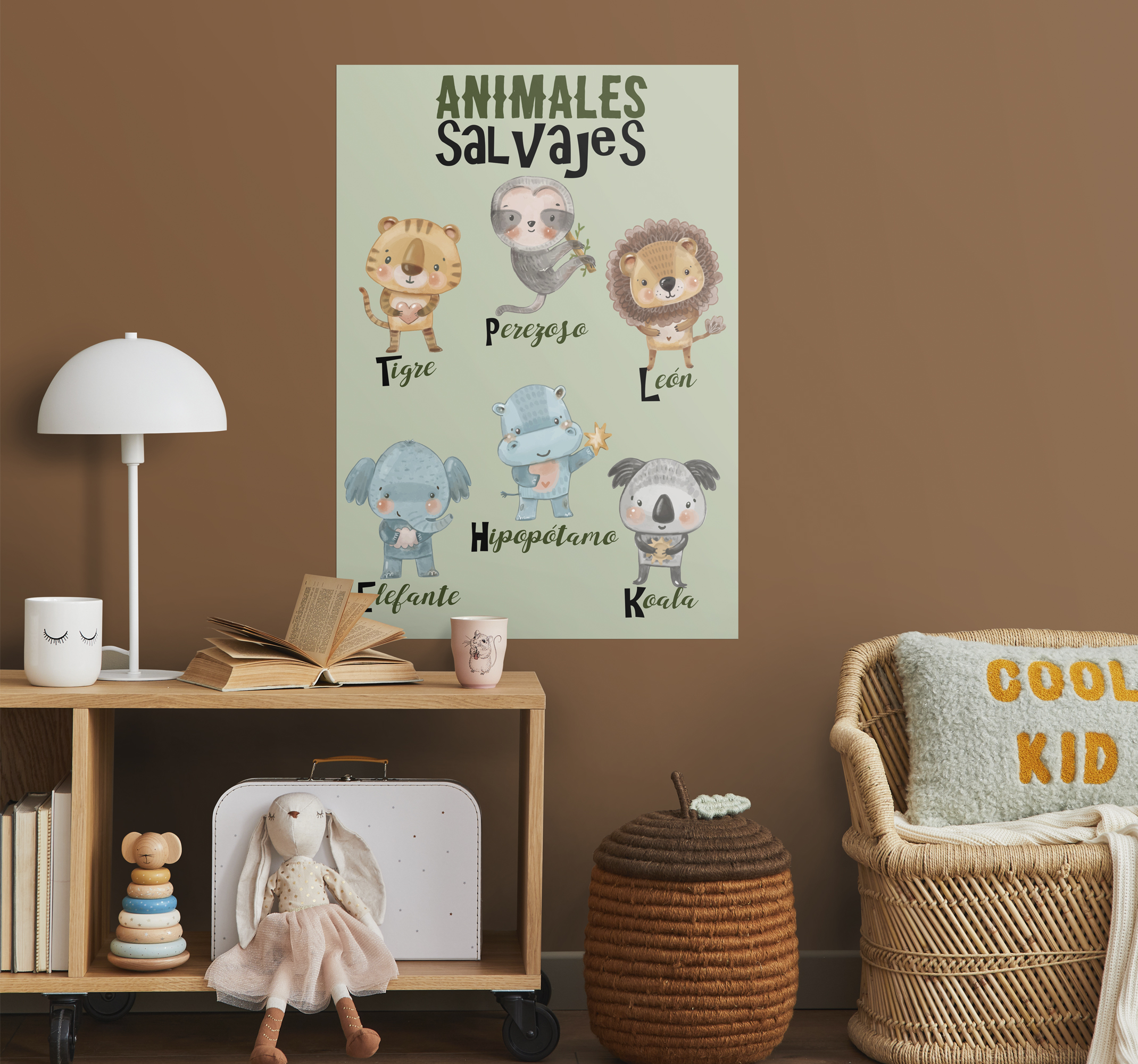 Poster para habitación infantil animales salvajes