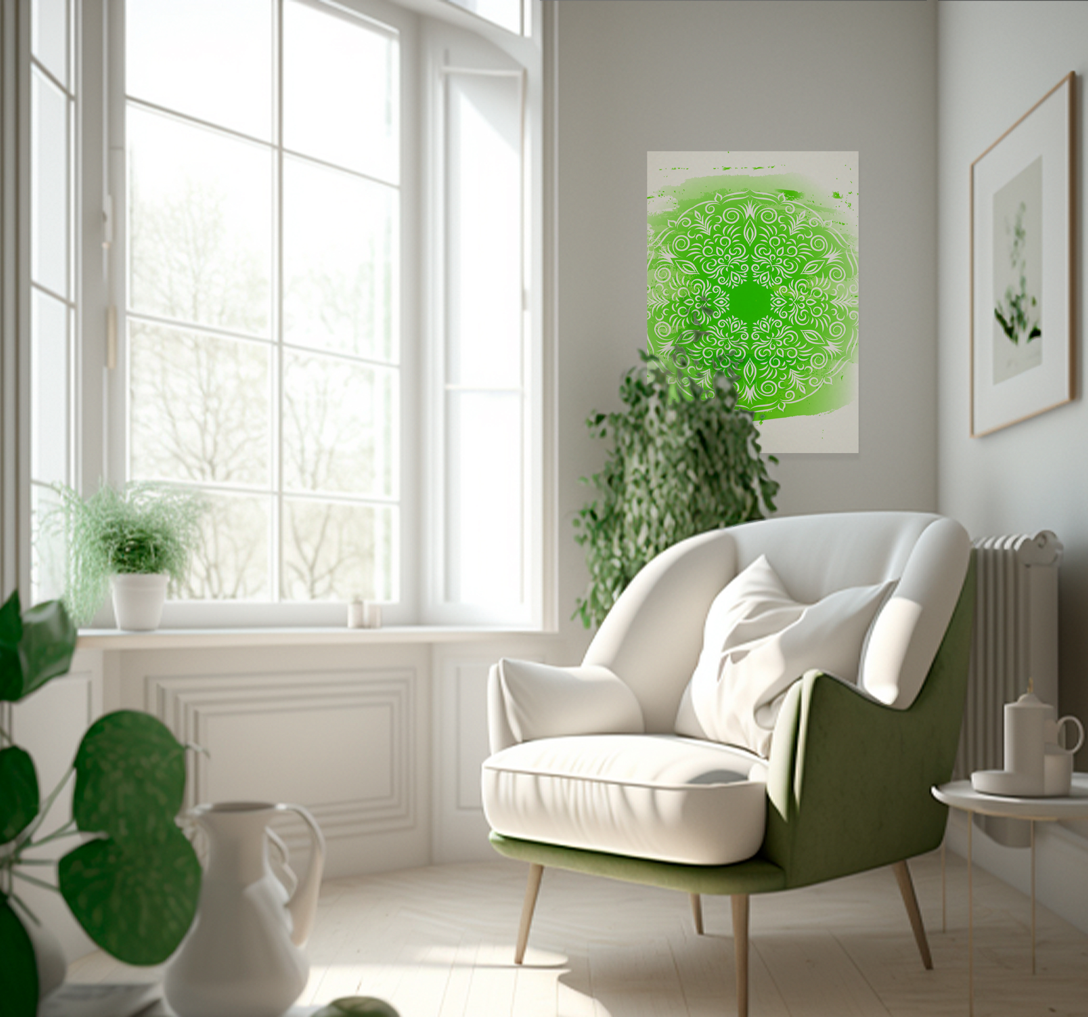 Póster decorativo arte de mandala verde