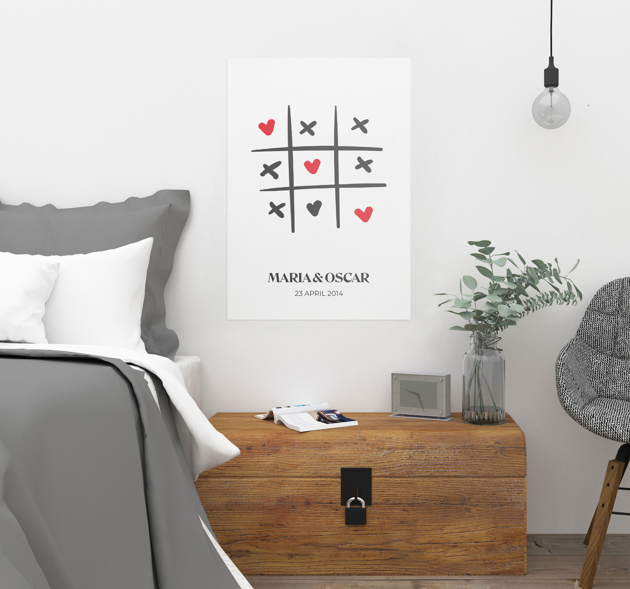 Poster con nombre amor de juego tres en raya